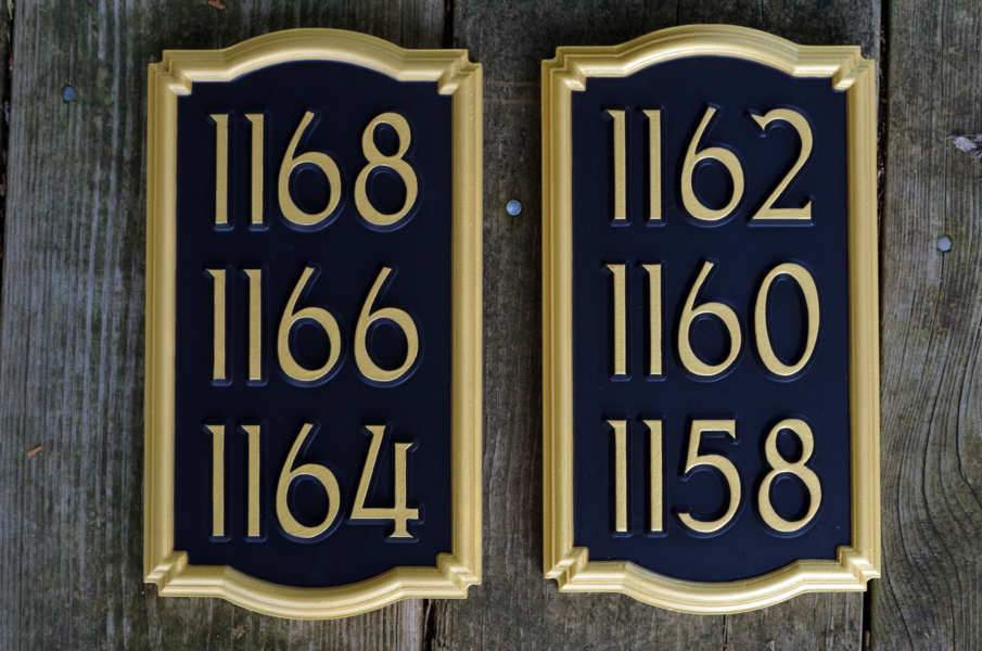 Multiple Number Entrance sign for Business Front - With Ornate Frame Custom Made to Order (HN5) - The Carving Company