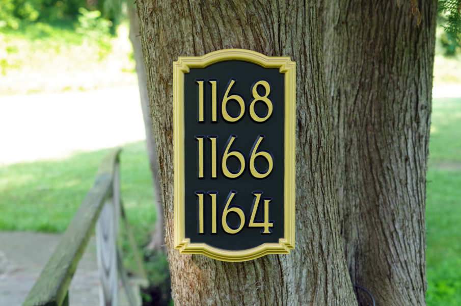 Multiple Number Entrance sign for Business Front - With Ornate Frame Custom Made to Order (HN5) - The Carving Company