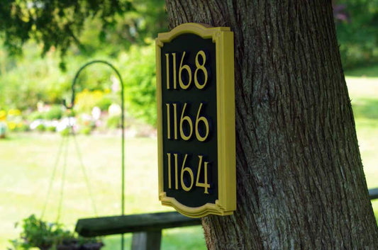 Multiple Number Entrance sign for Business Front - With Ornate Frame Custom Made to Order (HN5) - The Carving Company