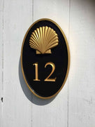 NEW! - House number sign with Realistic 3d shell - Carved Street address marker (A179) - The Carving Company