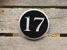 Custom Round Street Number plaque  - Circular House Marker signs (A180) - The Carving Company front view on boards