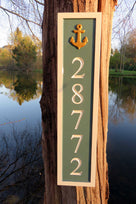 Vertical Address Number Sign - With Anchor or other image - Use Three colors (HN34) House Number with Nautical Theme The Carving Company
