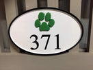 Carved Street Address plaque / House number with Paw print or other stock image (A123) - The Carving Company