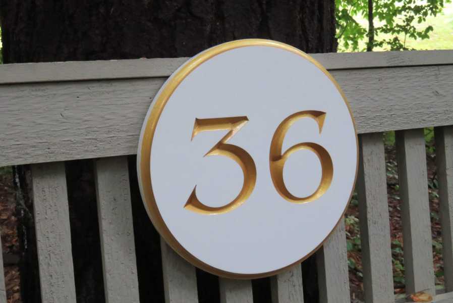 Custom Round Street Number plaque - Circular House Marker signs (A180) House Number Sign The Carving Company