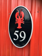 House Number Plaque with Lobster or other image (A100) House Number Sign The Carving Company