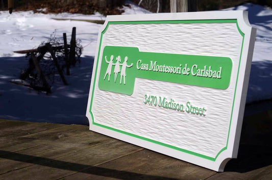 Custom Carved Company Signs - Dimensional Entrance Sign for Day Care or other Business (B93) - The Carving Company