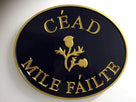 Custom Carved Gaelic Welcome Last name sign with Thistle (LN62) - The Carving Company front view2