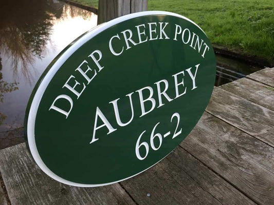 Exterior Oval Camp Address sign - Last Name House Plate (C14) - The Carving Company