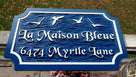Custom Carved Estate Name sign with Seagull or other images - Beach theme (LN57) - The Carving Company iso view