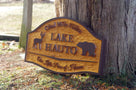 Custom carved Cedar carved camp sign with buck and bear