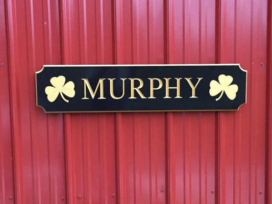 Personalized Family Name Quarterboard - Your Text Choice - Shamrocks (Q90) Quarterboard The Carving Company
