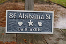 Carved Street Address plaque / House number with sea creatures (A127) - The Carving Company