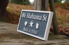 Carved Street Address plaque / House number with sea creatures (A127) - The Carving Company