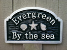 Custom Beach Address sign with sea shells and starfish (S13) - The Carving Company
