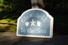 Custom Beach Address sign with sea shells and starfish (S7) - The Carving Company