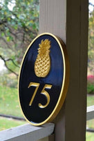 Any color Carved Oval House number with Pineapple, or other image (A95) - The Carving Company