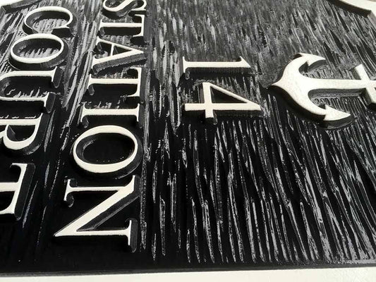 Custom House Marker with Street Name and nautical motif (A94) - The Carving Company