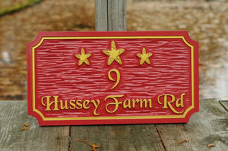House Sign with Beach and Starfish Theme Personalized (S12) - The Carving Company