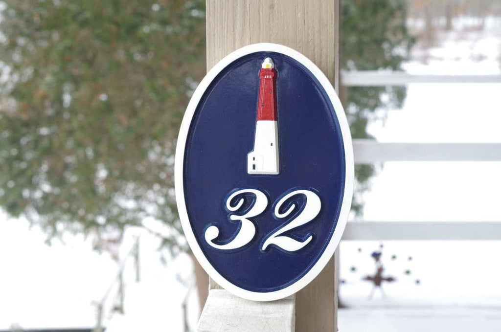 Lighthouse House Number Sign Custom Made (A106) - The Carving Company