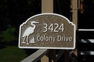 Address Sign with Family Last Name and Heron Image (A132) - The Carving Company