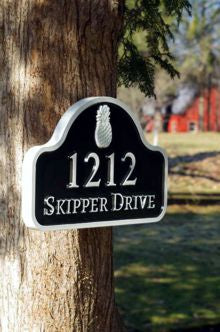 Address sign with arch top pineapple