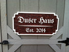 Custom Carved Cedar German Haus established sign (LN13) - The Carving Company