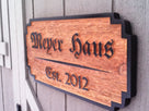 Custom Carved Cedar German Haus established sign (LN13) - The Carving Company