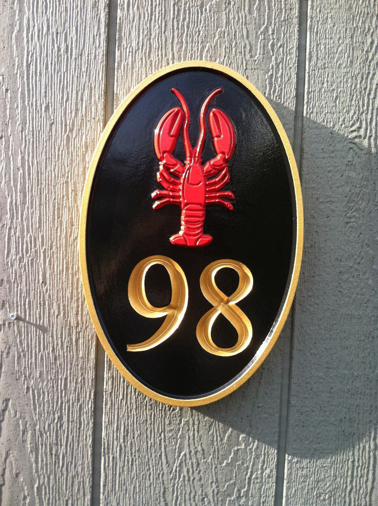 House number with Lobster - Maine theme (A75) - The Carving Company