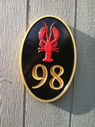 House number with Lobster - Maine theme (A75) - The Carving Company