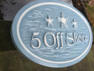 Beach themed Oval Street Address with 3 Starfish (S10) - The Carving Company