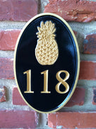 Any color Carved Oval House number with Pineapple, or other image (A95) - The Carving Company
