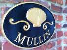 Custom Carved Last name sign with Scallop Shell (LN15) - The Carving Company