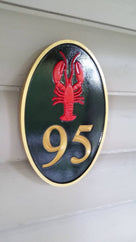 House number with Horizontal Lobster - Maine theme (A86) - The Carving Company