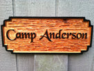 Cedar Carved Rustic Camp Sign - Rectangle with double notched corners (C5) - The Carving Company