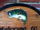 Camp Sign Custom Carved Sign / Lake Sign with Bass fish image (C3) - The Carving Company