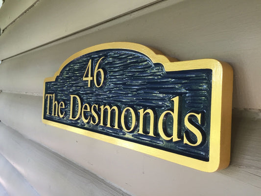 Personalized House Number and Family Name Sign (LN22) - The Carving Company
