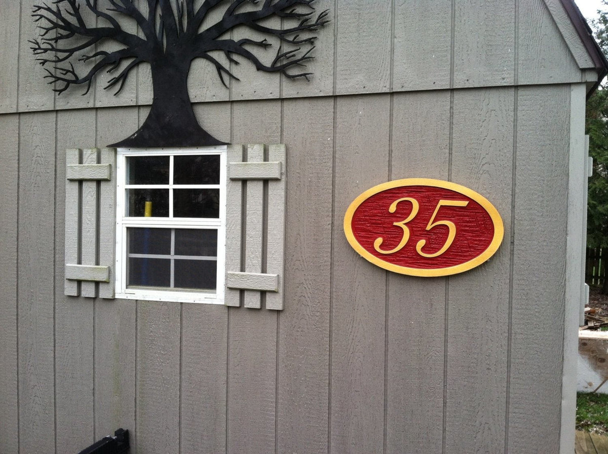 Custom Carved Street House number plaque (A39) - The Carving Company