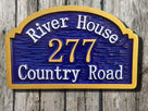 Peronalized Carved Street Address sign with Family Name (A15) - The Carving Company