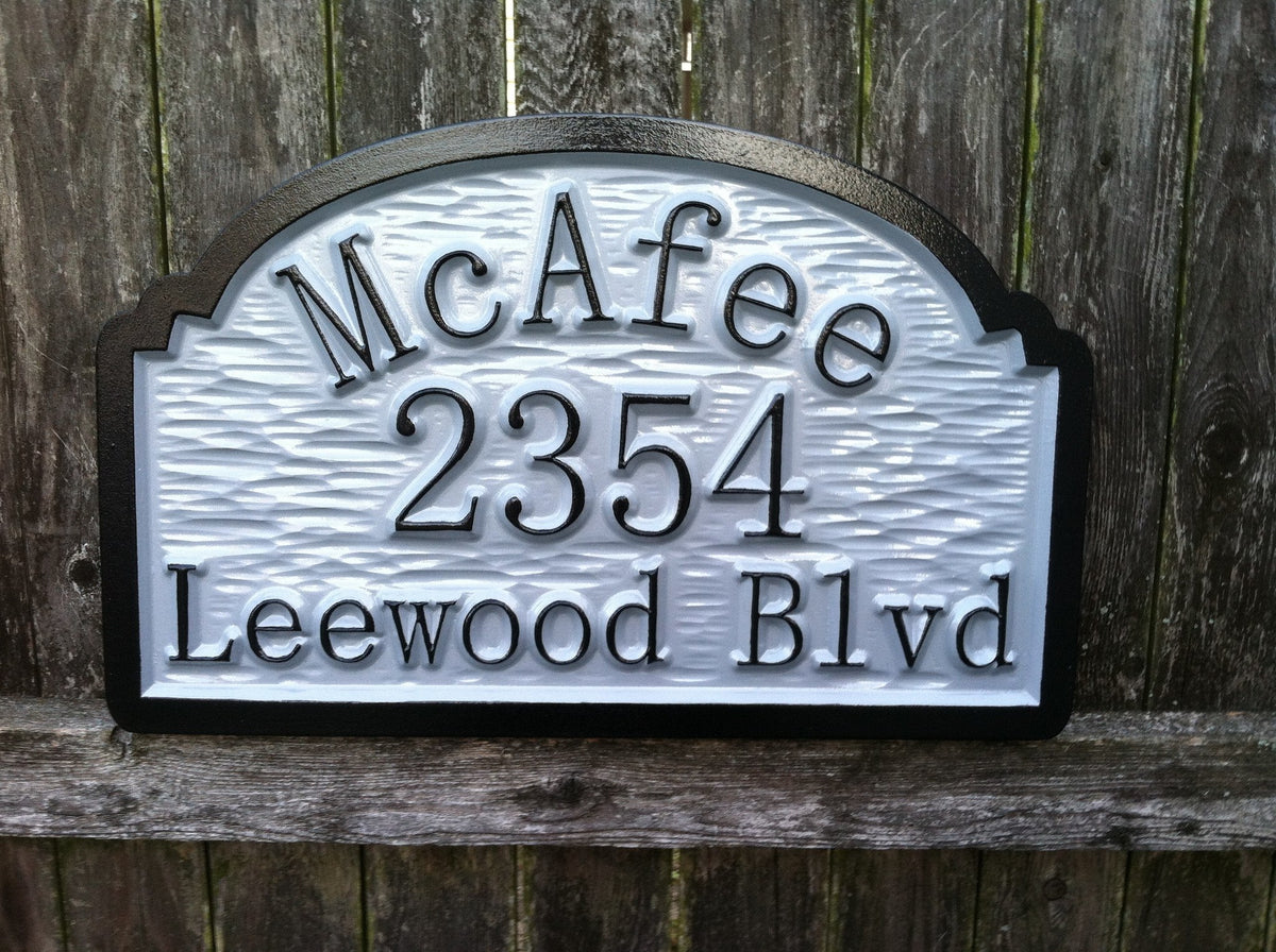 Peronalized Carved Street Address sign with Family Name (A15) - The Carving Company