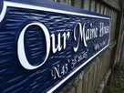 Custom Quarterboard sign - Add your name or place and coordinates (Q52) - The Carving Company iso view
