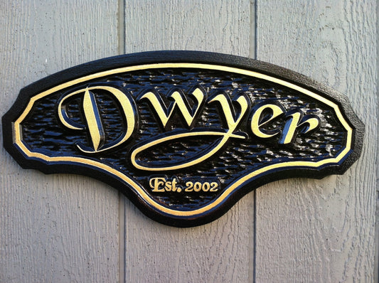 Custom Carved Last Name Sign with Established year (LN19) - The Carving Company