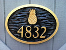 Colonial New England them house number sign with pineapple and vintage font