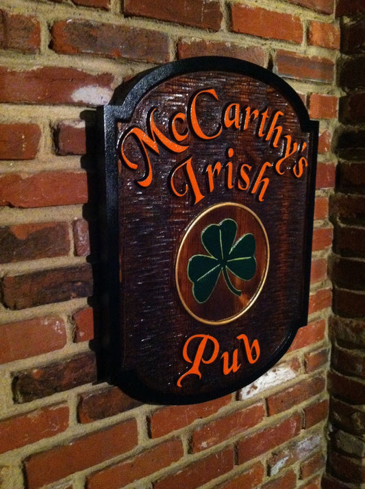 Custom Carved Cedar Wood Pub Sign (BP4) - The Carving Company