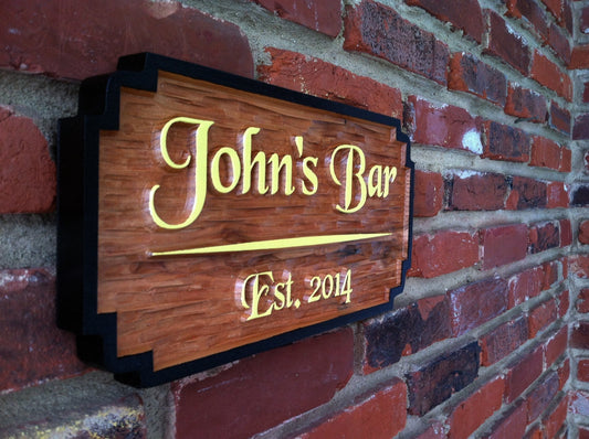 Bar or Pub sign - Made to order with your name - Personalized Custom Carved Bar Signs (BP43) - The Carving Company