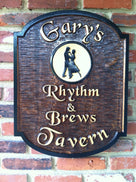 Custom Carved Pub Sign - Personalized Bar Sign with dancers - (BP28) - The Carving Company