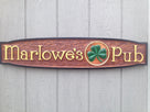 Custom Carved Cedar Pub Sign with Shamrock - horizontal (BP14) - The Carving Company