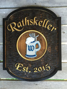 Custom Carved Cedar Pub Sign - German themed with Hand Painted Beer Stein (BP47) - The Carving Company