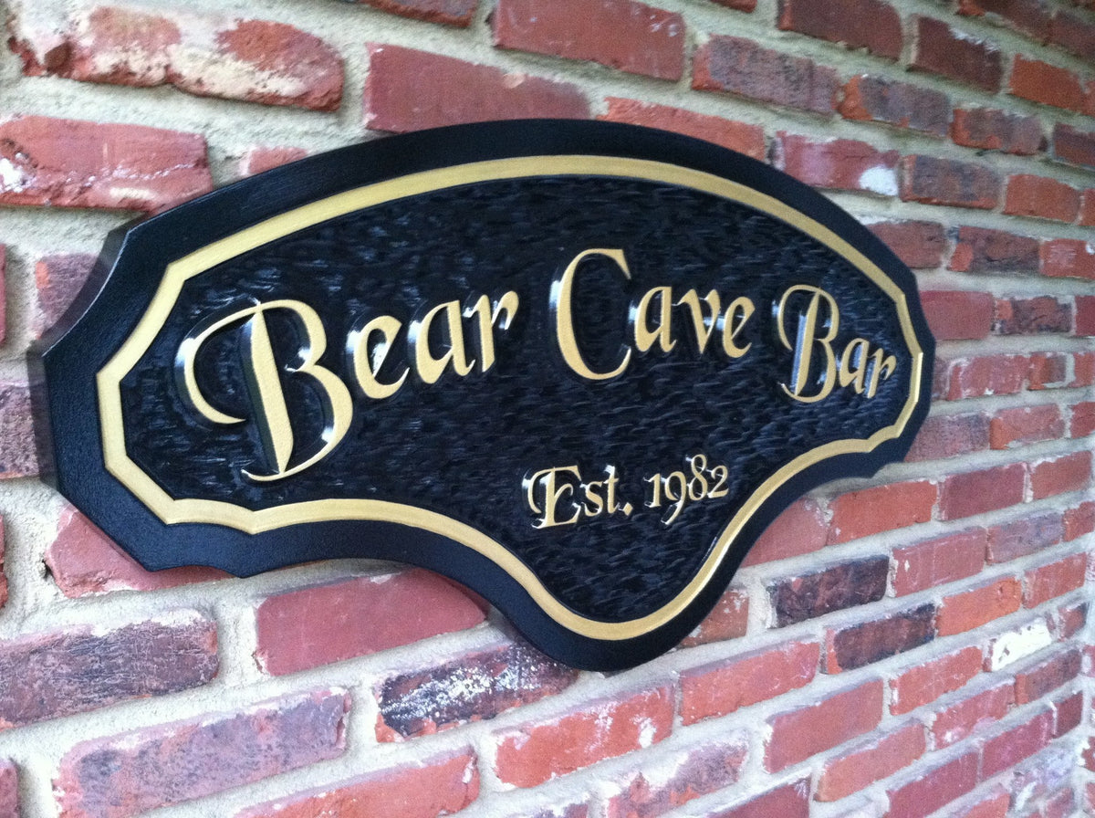 Bar sign with est. date - Man Cave (MC5) - The Carving Company