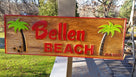 Cedar Tiki bar sign with coconut trees