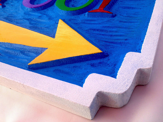 Carved Pool Sign - With Directional Arrow (S3) - The Carving Company